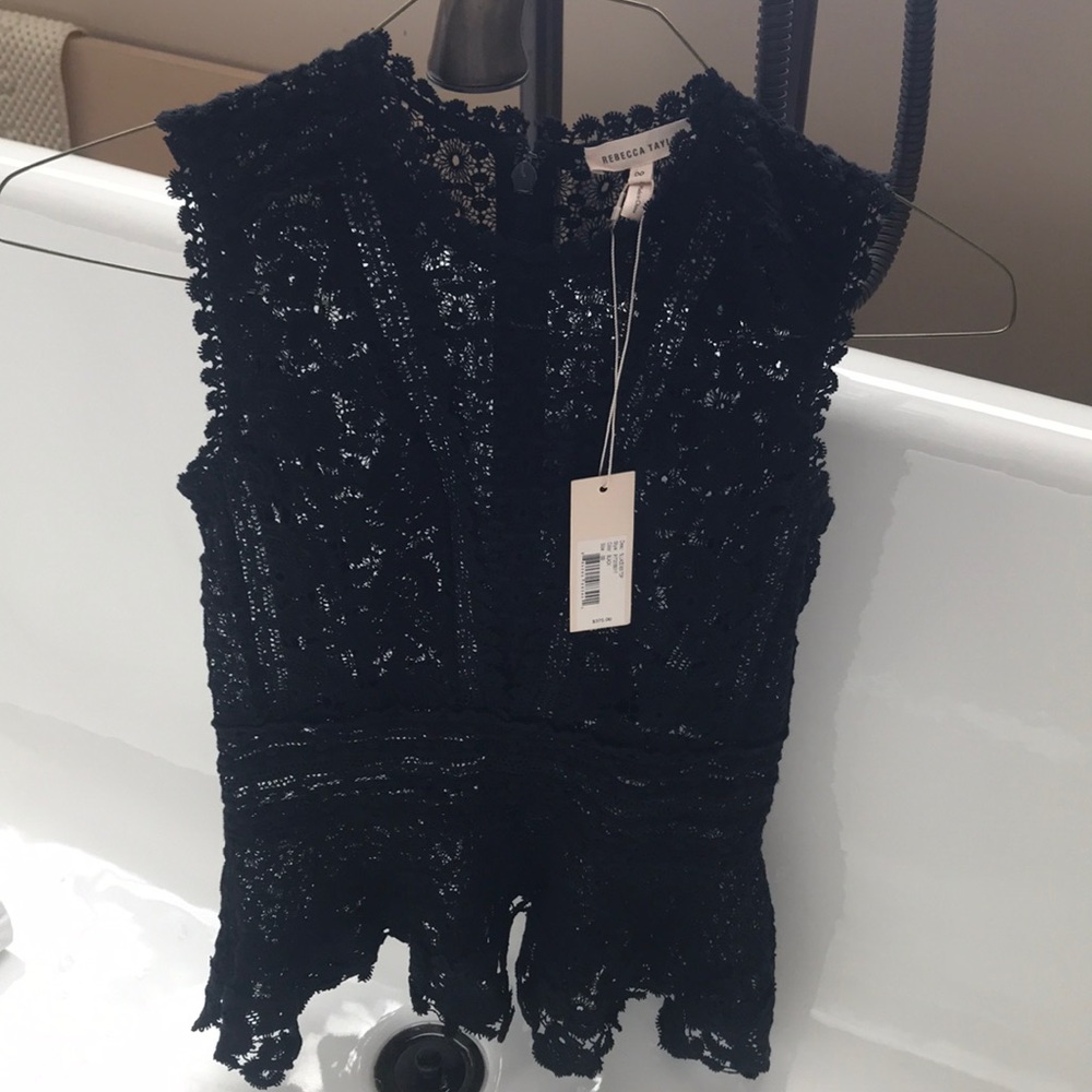 Black Crochet Lace top by Rebecca Taylor